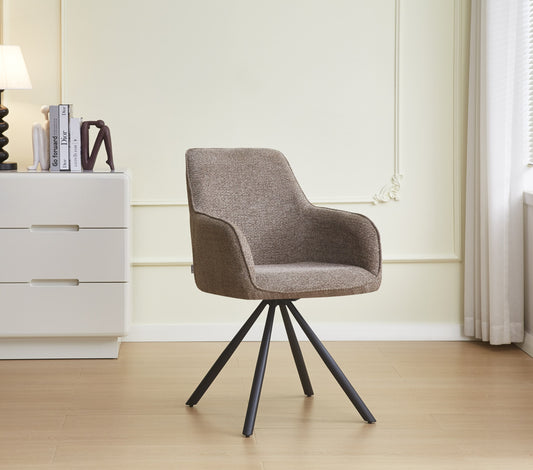 Chaise Lola avec Accoudoirs en Tissu et Pieds Métal Noir – Élégance et Confort