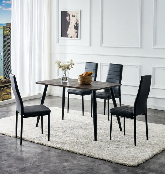 Table repas Ammo – Pieds métal noir et plateau effet noyer 120x70 cm