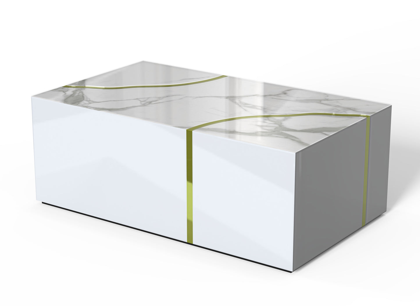 Table Basse Ankara – Pieds Gold & Plateau Marbre Blanc