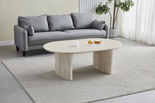 Table Basse Joséphine – Plateau Céramique Effet Travertin