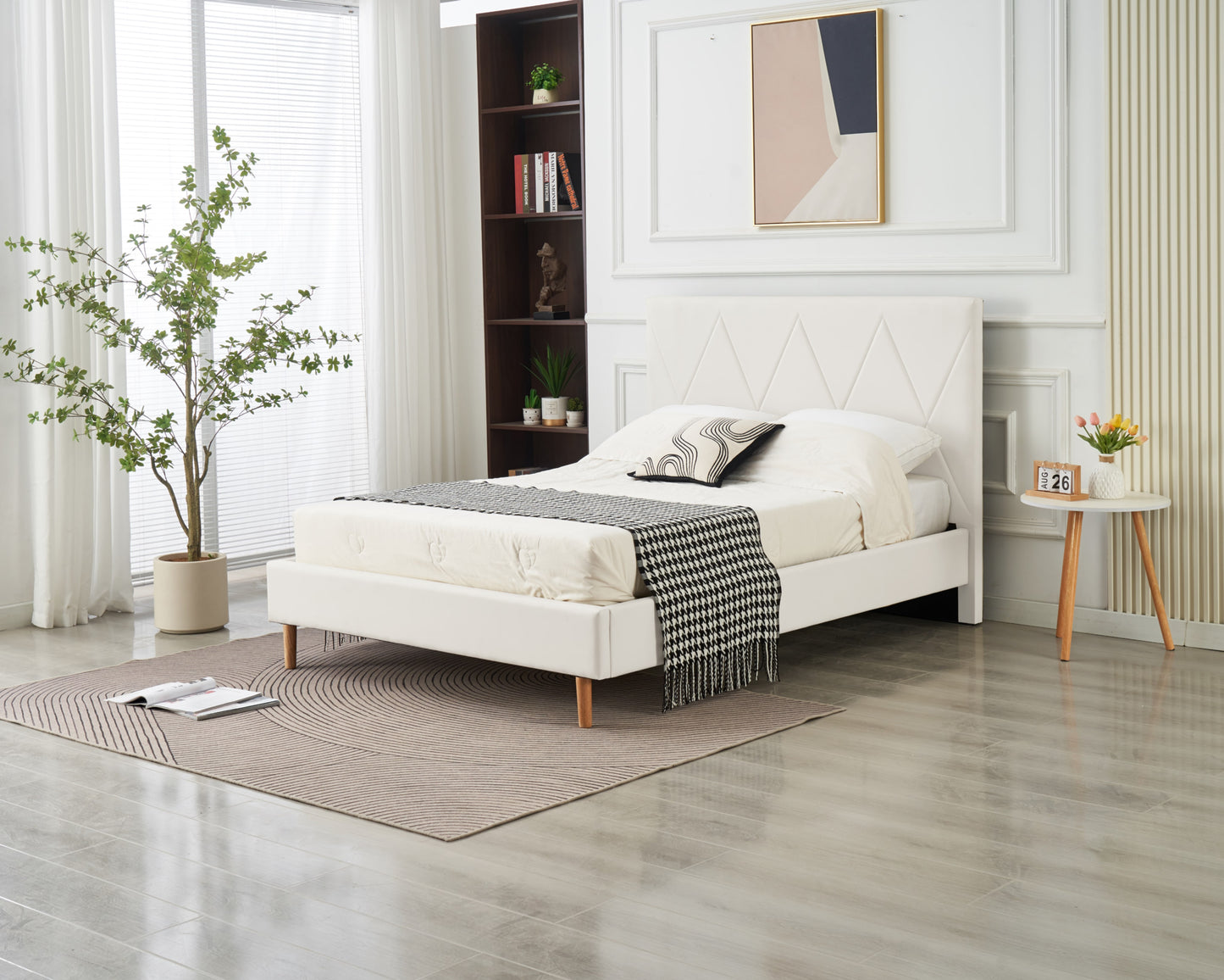 Lit Double Square – Pieds Bois 160x200 cm