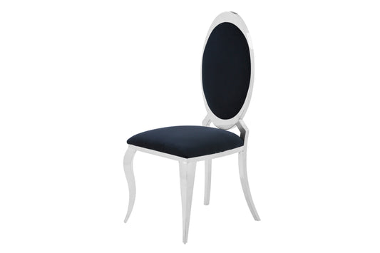 Chaise Angel en Velours Noir avec Pieds Chromés – Élégance et Confort