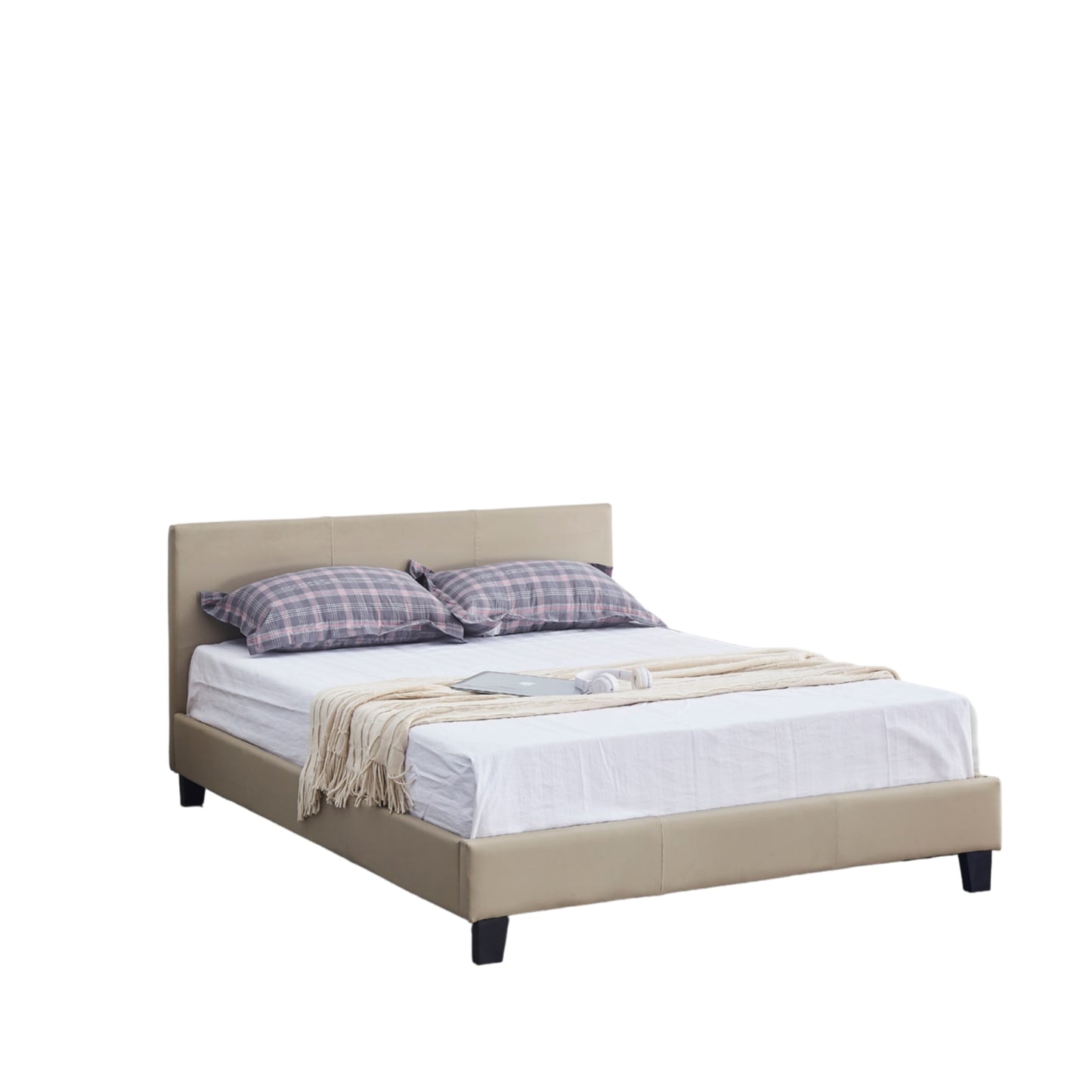 Lit Melbourne en Similicuir Taupe 140x190 cm