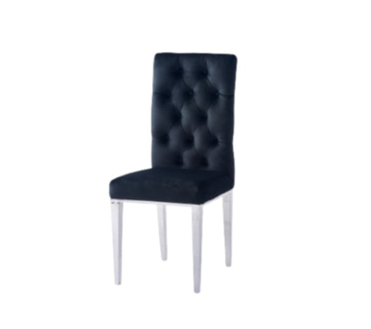 Chaise New Nevada Capitonnée en Velours avec Pieds Chrome Noir