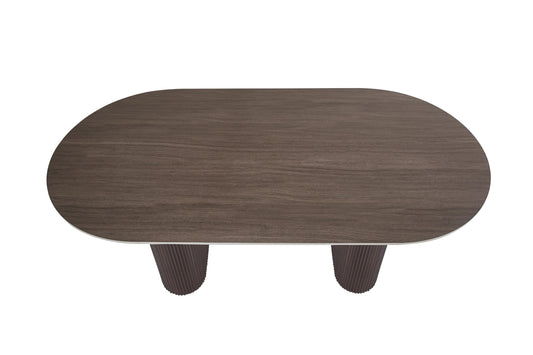 Table Basse Roxy – Pieds en Noyer & Plateau en Céramique Effet Noyer 180x90x75 cm