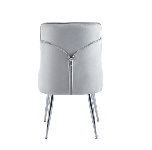 Chaise Zip en Velours avec Pieds Chromés – Confort et Style