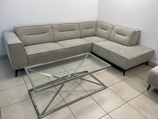 Canapé d’Angle Droit Sienna – Tissu Beige Élégant