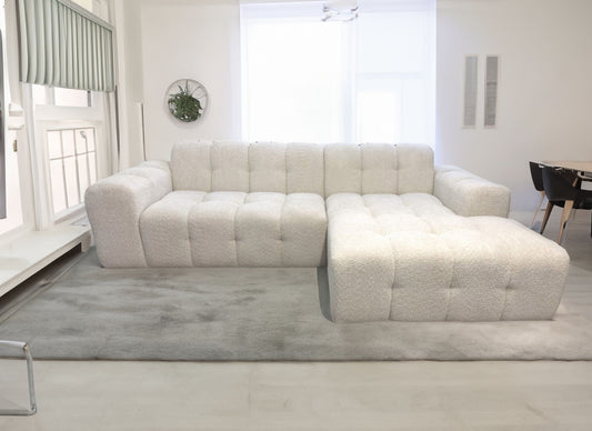 Canapé d’Angle Droit Brest – Tissu Doudou Bouclé 270x175x80 cm