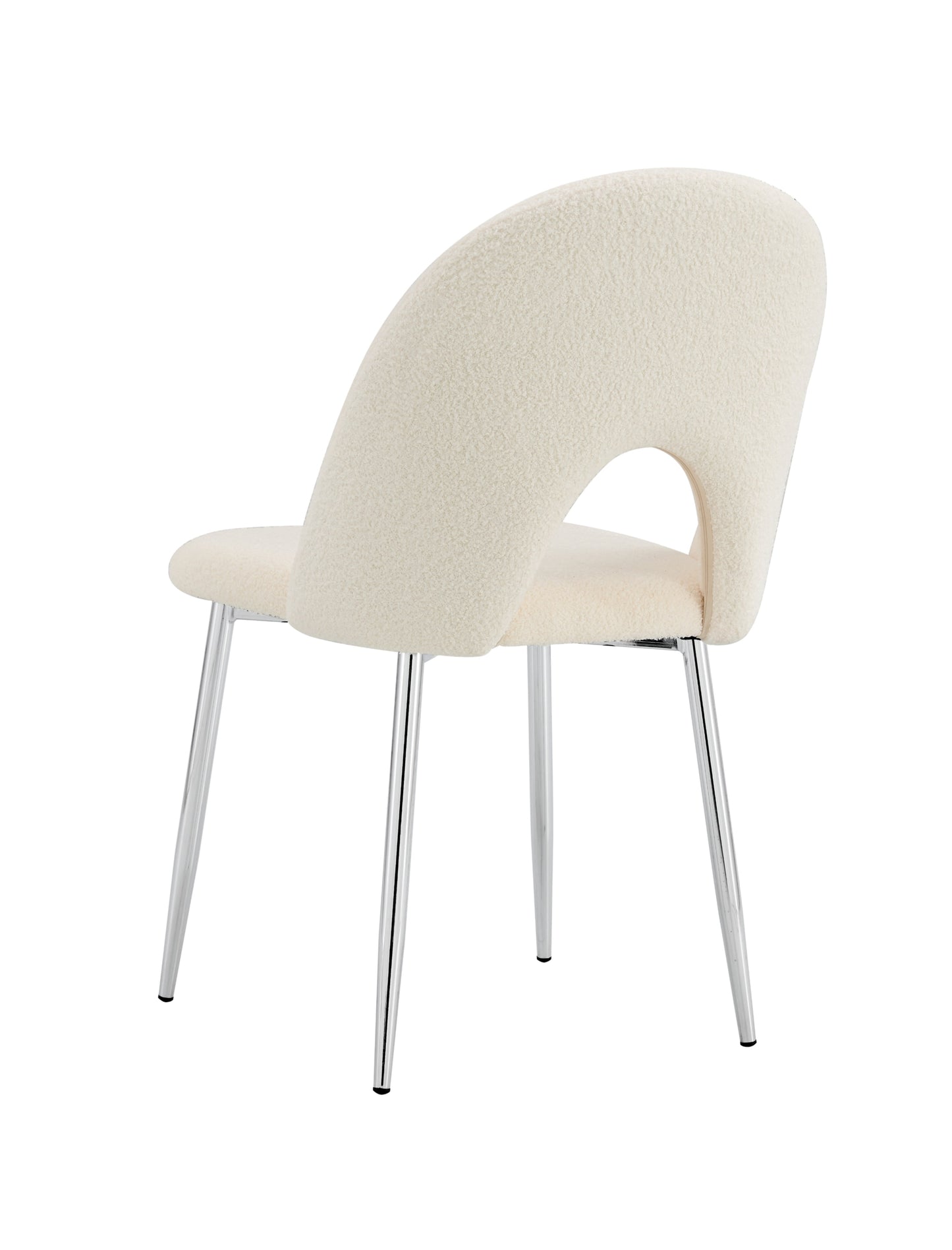 Chaise Teddy en Tissu Doudou avec Pieds Chromés – Douceur et Modernité