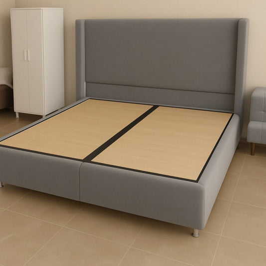 Lit Coffre Coco Box – Velours Gris 160x200 cm