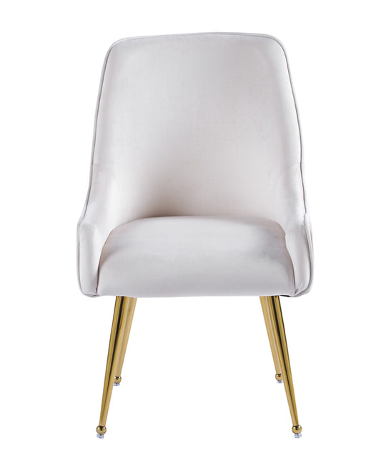 Chaise Luxury en Velours Beige avec Pieds Dorés – Élégance Haut de Gamme