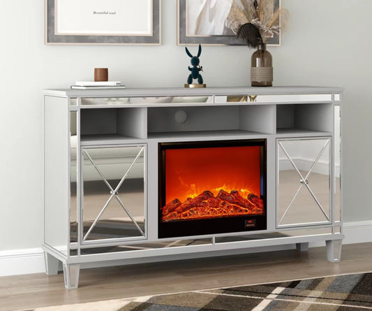 Meuble TV avec Cheminée Électrique Spezia – 150x40x90 cm