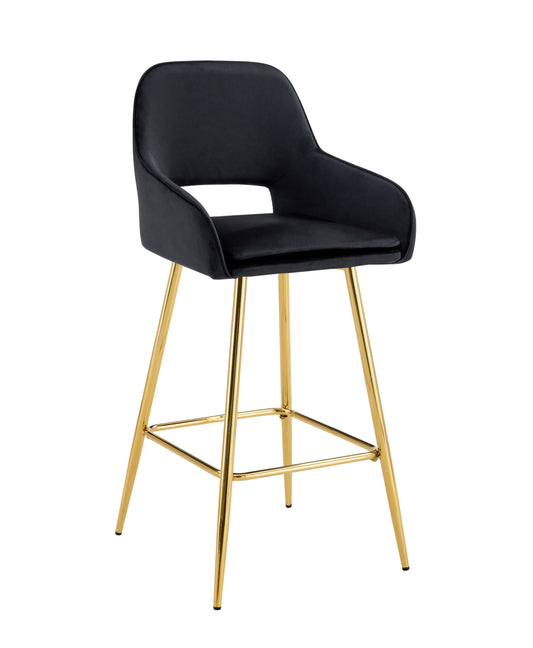 Tabouret de Bar Athena en Velours Noir avec Pieds Dorés – Élégance Contemporaine