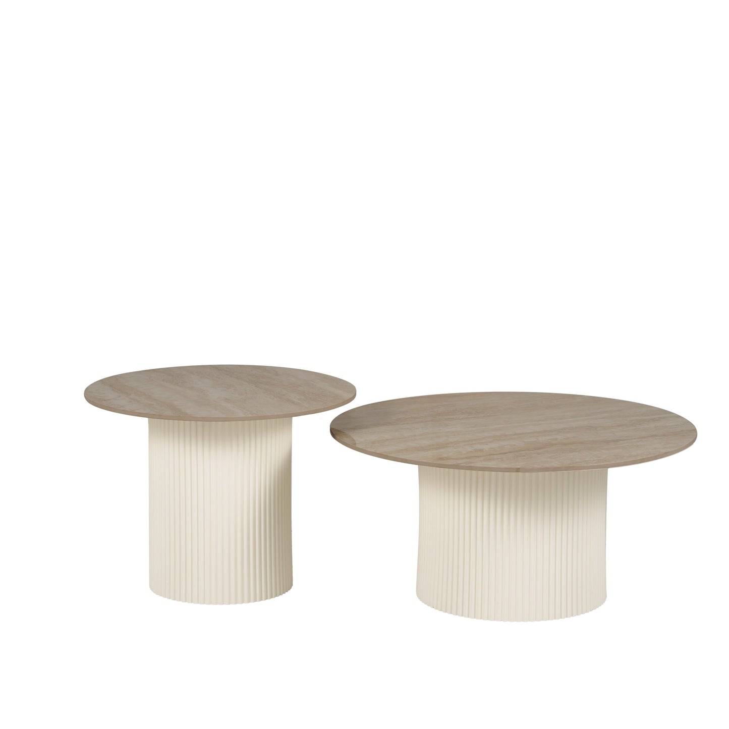 Table Basse Mina – Plateau en Céramique Effet Travertin Brillant