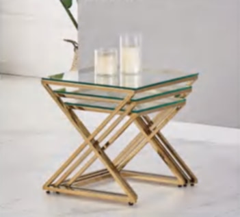Guéridon Triple Pop Gold – Plateaux Transparants 45x45x46 / 40x40x41 cm