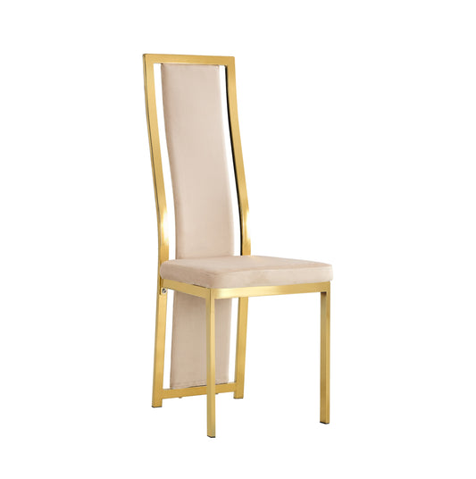 Chaise Dana en Velours Beige avec Pieds Dorés – Élégance et Confort