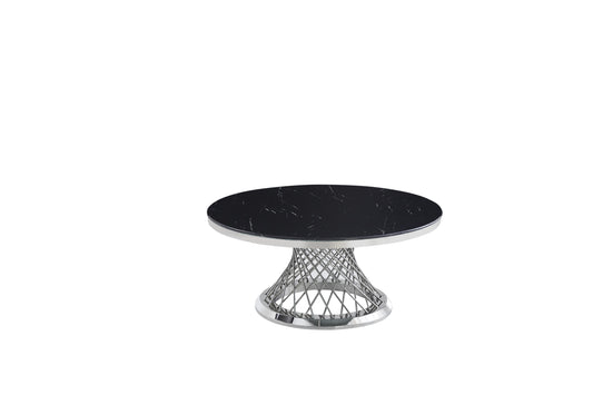 Table Basse Deluxe – Pieds Dorés & Plateau Marbre Noir