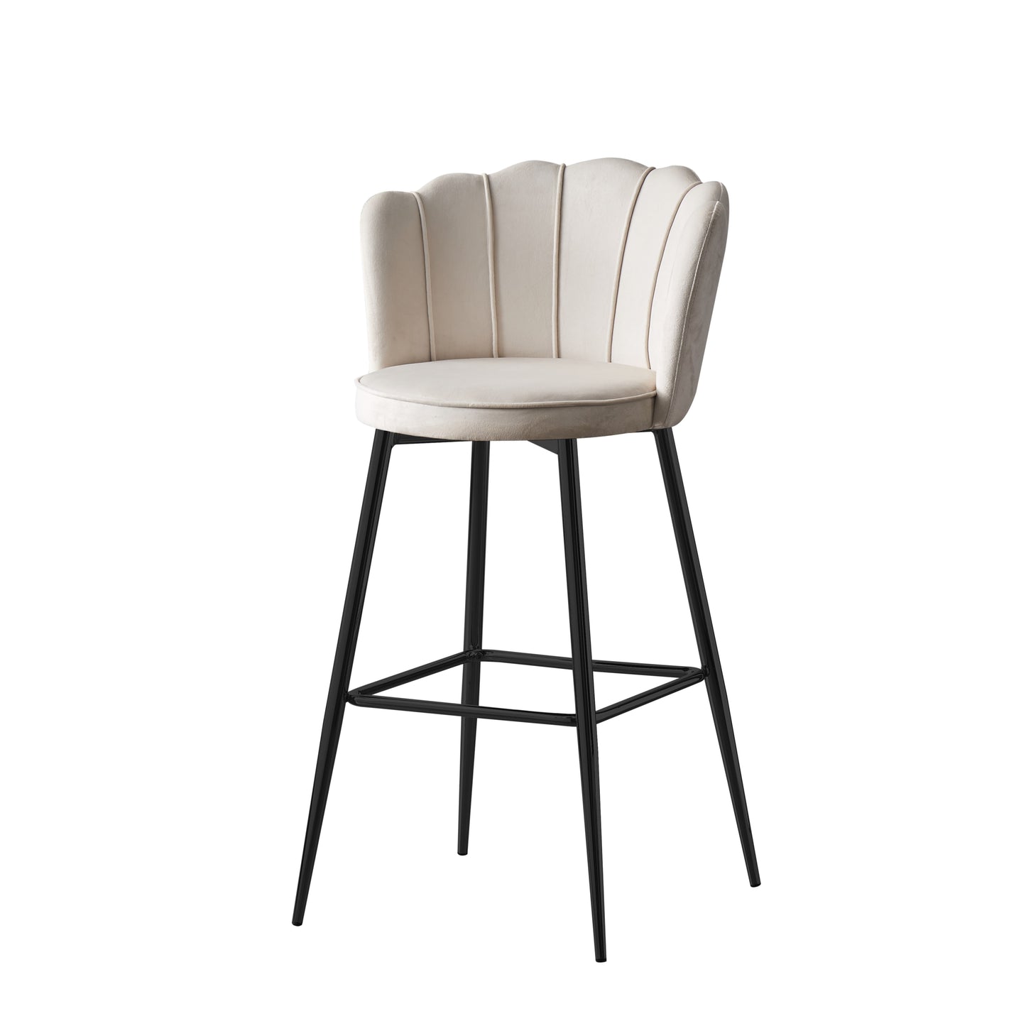 Tabouret de Bar Nymphea en Velours avec Pieds en Métal Noir – Hauteur 65 cm