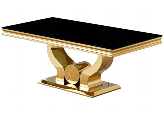 Table Basse Trofy – Finition Or & Noir 120x70x49 cm