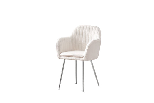 Chaise avec Accoudoirs Kanvas en Tissu Doudou avec Pieds Chromés – Confort et Élégance