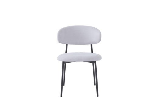 Chaise Lulu en Tissu Serge Beige avec Pieds Métal Noir – Confort et Élégance