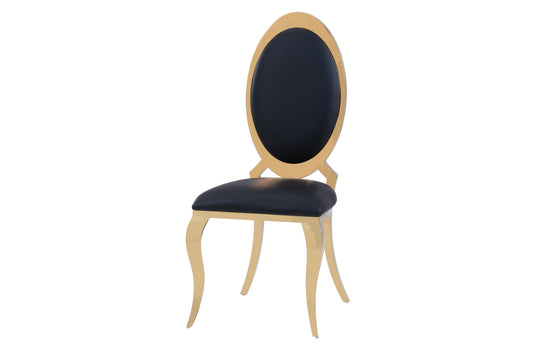 Chaise Angel en Similicuir Noir avec Pieds Dorés – Élégance et Confort