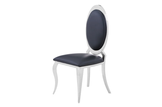 Chaise Angel en Similicuir Noir avec Pieds Chromés – Élégance et Modernité