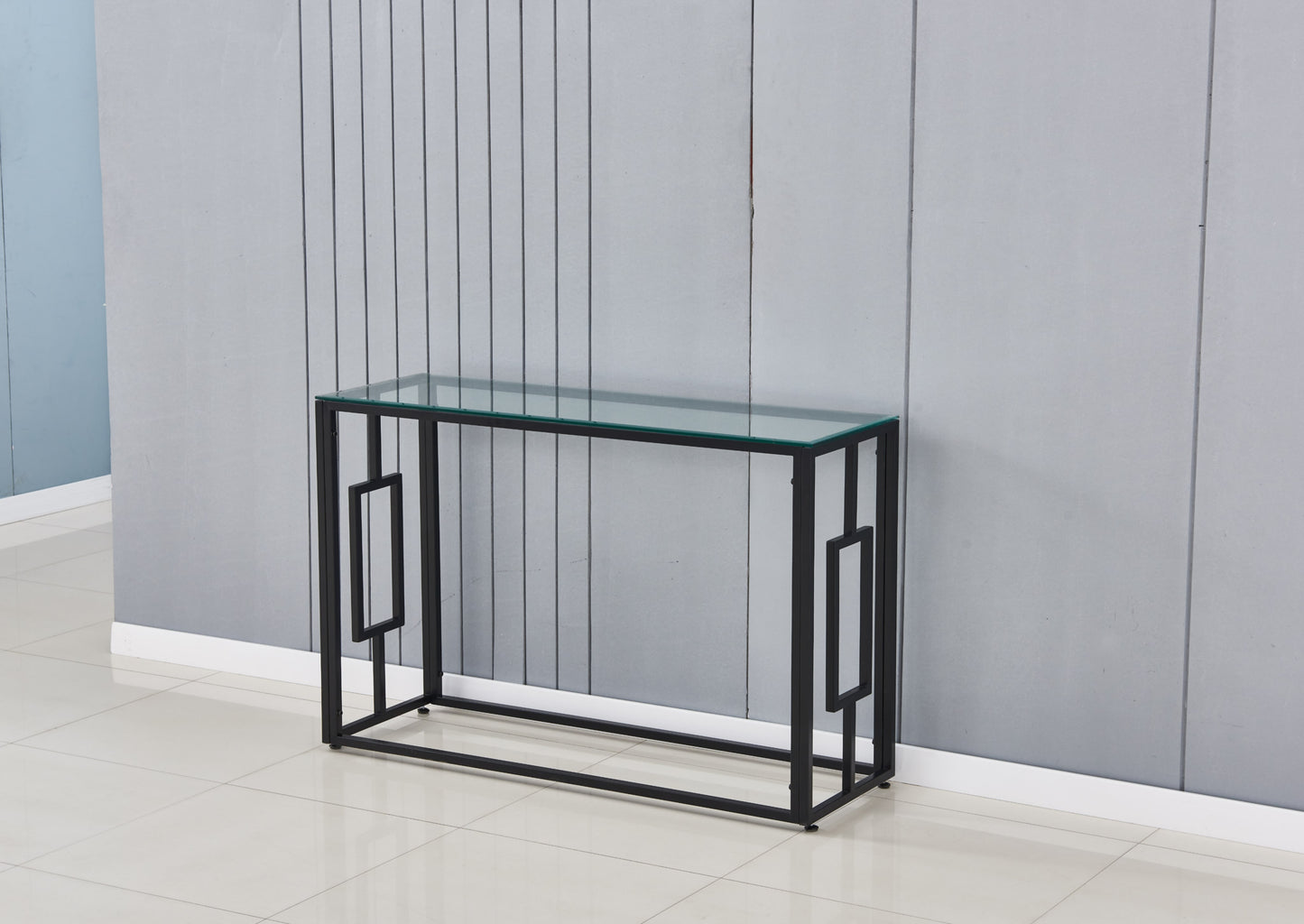 Console Sophie en Métal et Verre Transparent 120x40x78 cm