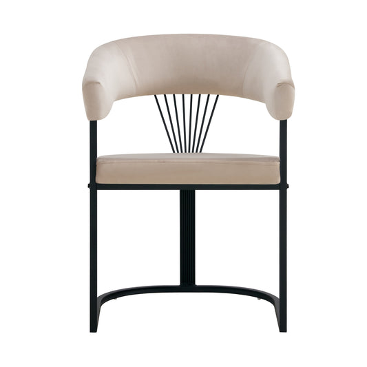 Chaise Brittany avec Accoudoirs en Velours et Pieds Métal Noir – Élégance et Confort