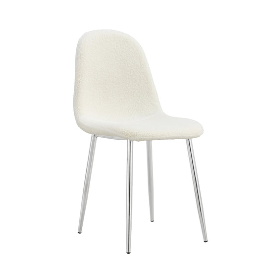 Chaise Scandinave en Tissu Doudou avec Pieds Chromés – Douceur et Modernité