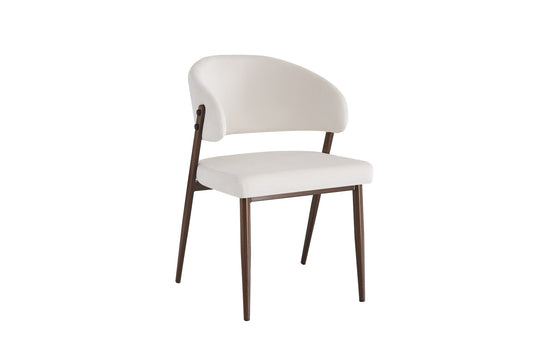 Chaise Lamia en Velours Beige avec Pieds Finition Noyer – Élégance et Confort