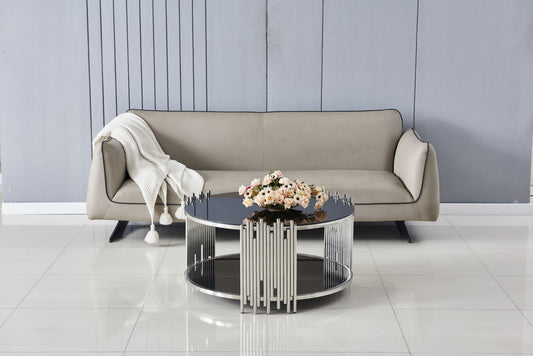 Table Basse Stick – Pieds Inox Noir & Plateau 90x45 cm