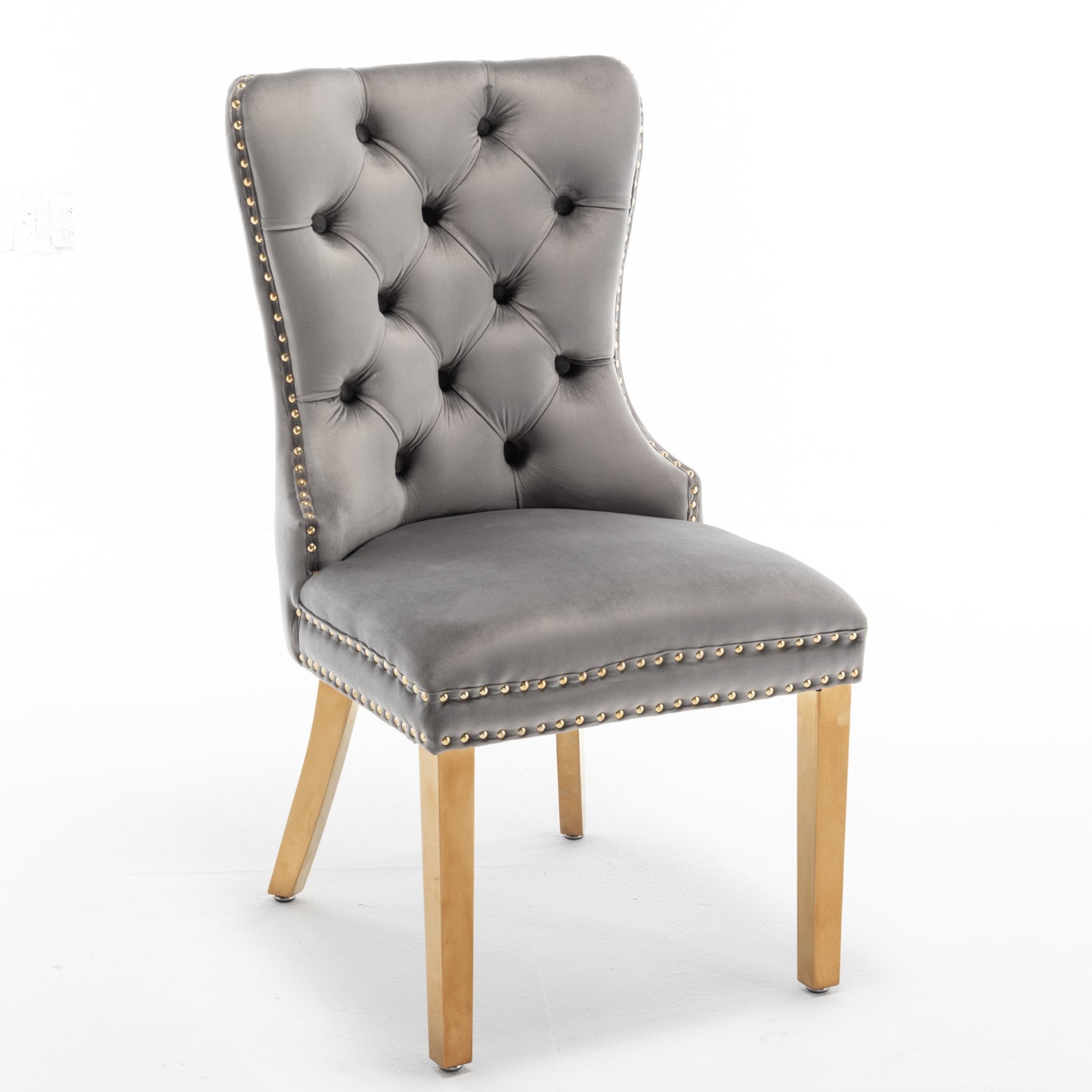 Chaise Poignée Rectangle en Velours Anthracite avec Pieds Dorés – Chic et Confort
