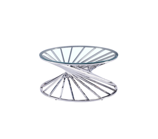 Table Basse Nautilus – Pieds Chrome & Plateau Transparent  90 cm