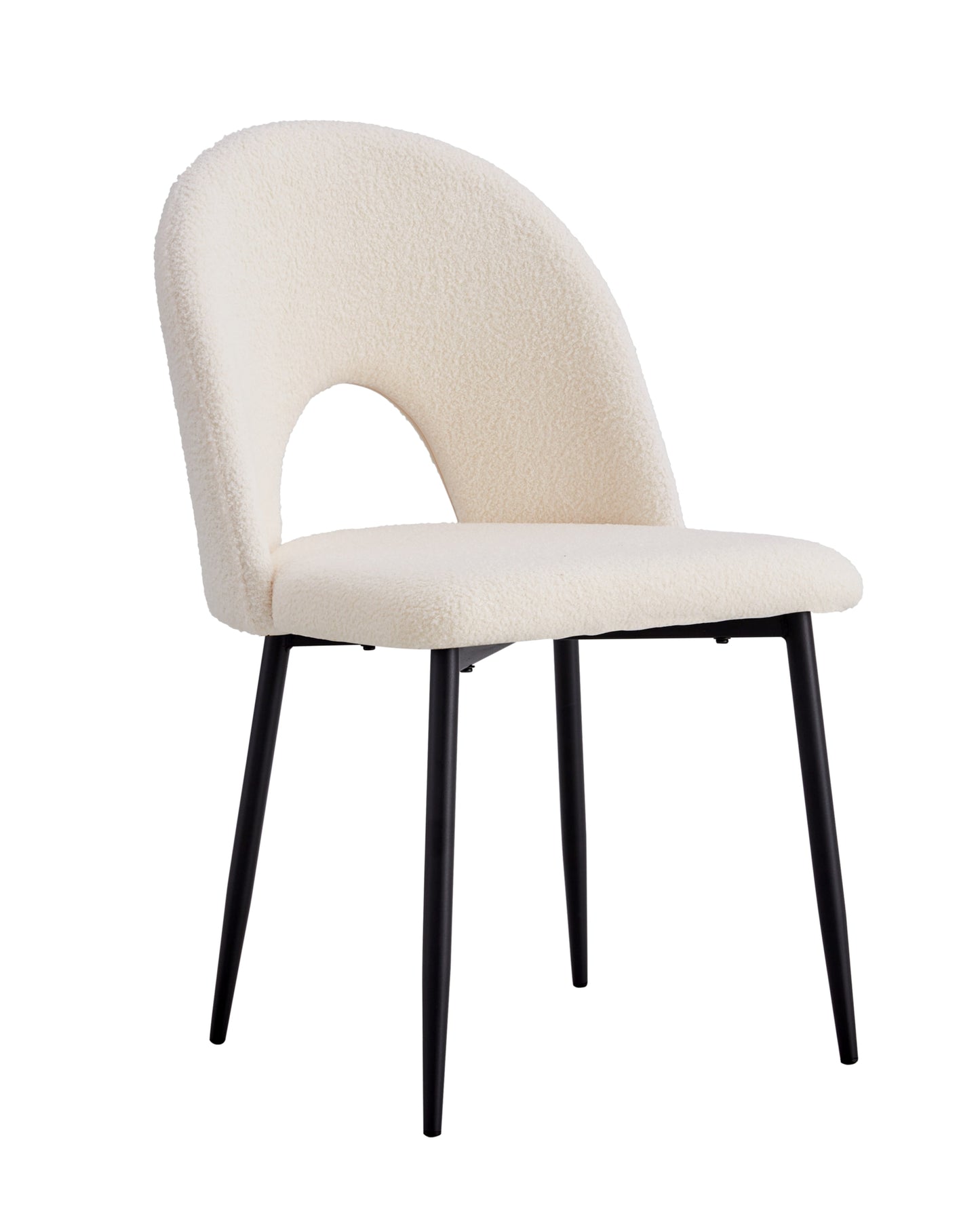Chaise Teddy en Tissu Doudou avec Pieds Métal Noir – Douceur et Modernité