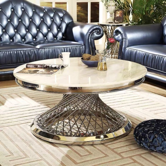 Table Basse Deluxe – Pieds Chrome & Plateau Marbre Blanc 100x45 cm