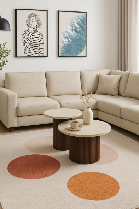 Table Basse Mina – Plateau en Céramique Effet Travertin Mat