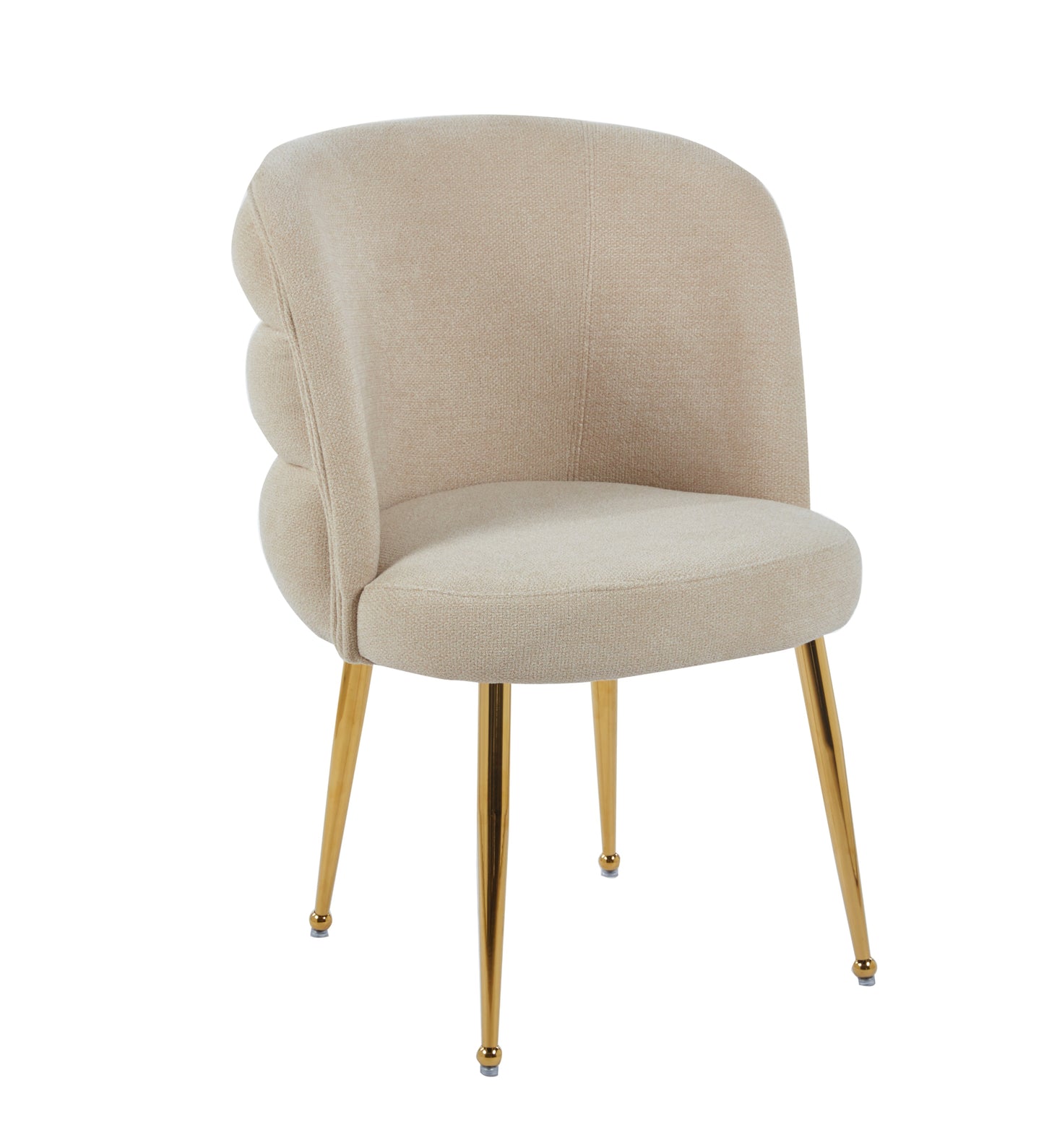 Chaise Sacha en Tissu Effet Lin avec Pieds Dorés – Élégance et Confort