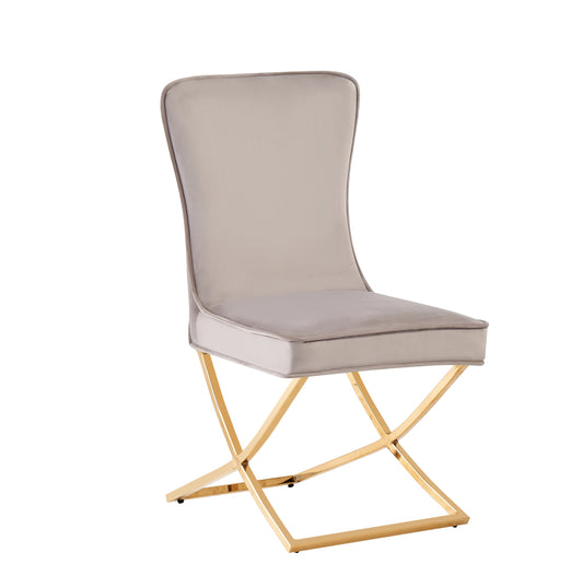 Chaise Gabrielle en Velours Beige avec Pieds Dorés – Élégance et Confort