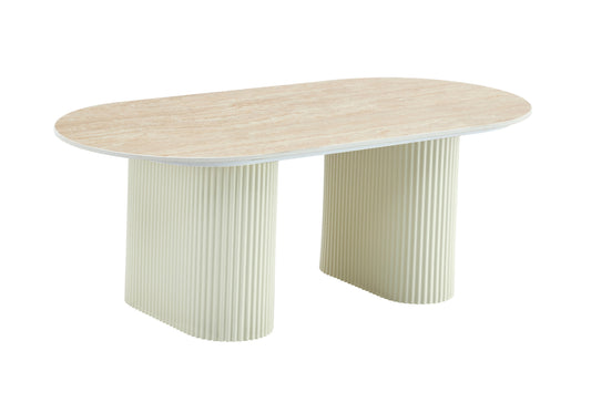 Table Basse Roxy – Pied Beige & Plateau Céramique 120x60x45 cm