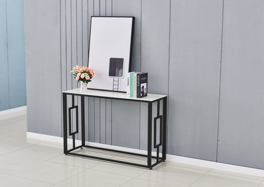 Console Sophie en Métal avec Plateau Marbre Blanc – 120x40x78 cm