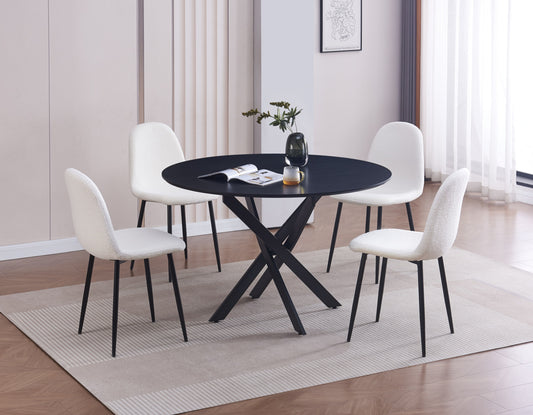 Table de repas Jessica XXL – Pieds métal noir et plateau 120x75 cm