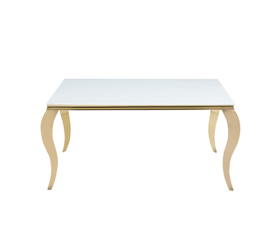 Table repas Baroque Gold Blanc Ultra – 180x90x75 cm