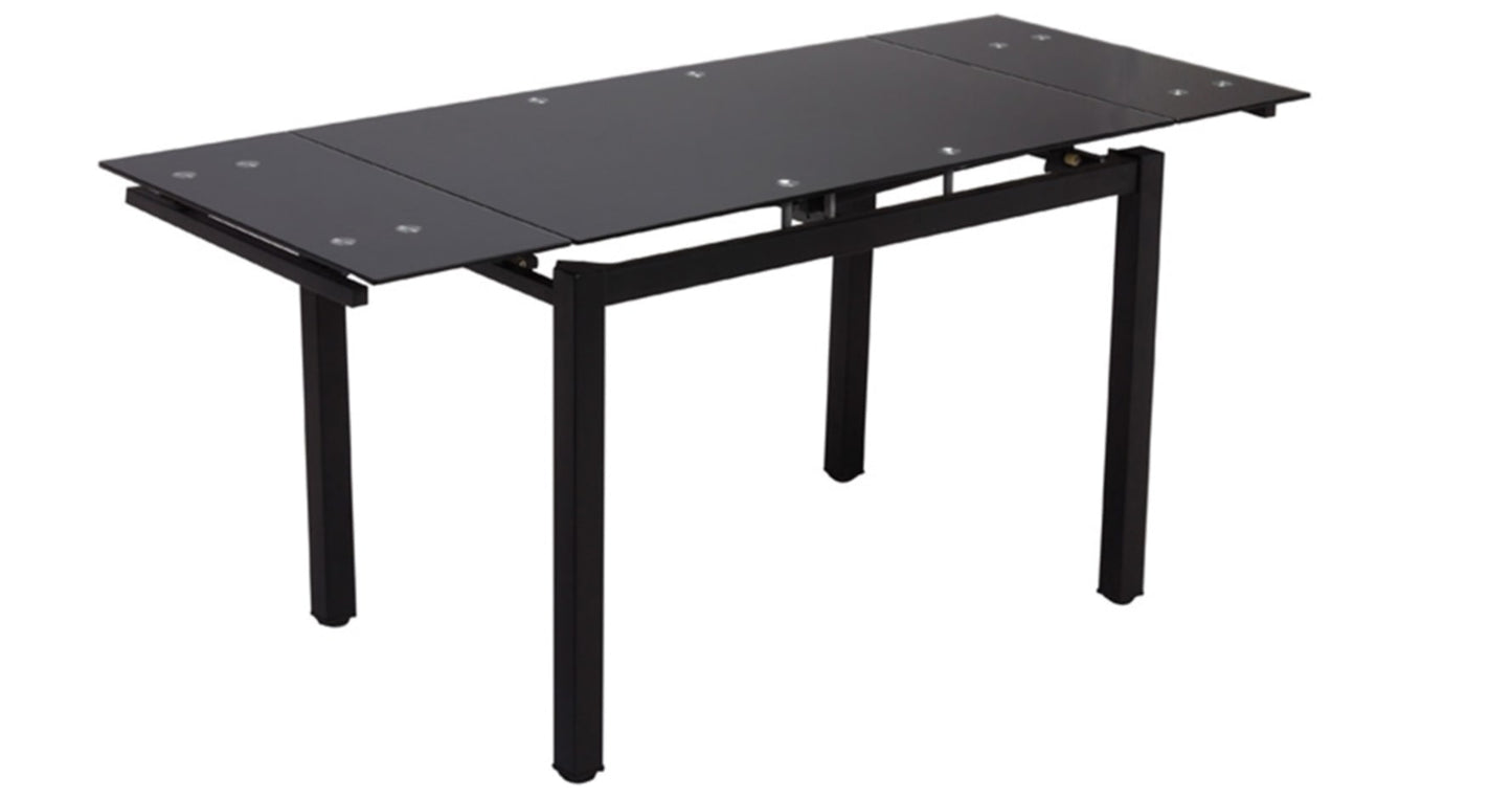 Table extensible Bora – Pieds noirs et plateau noir 110/170x70x75 cm