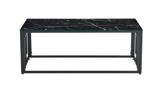 Table Basse Sophie – Pieds Métal Noir & Plateau Marbre Noir