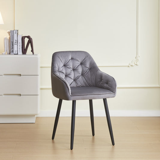 Chaise Jade avec Accoudoirs en Velours et Pieds Métal Noir – Élégance et Confort