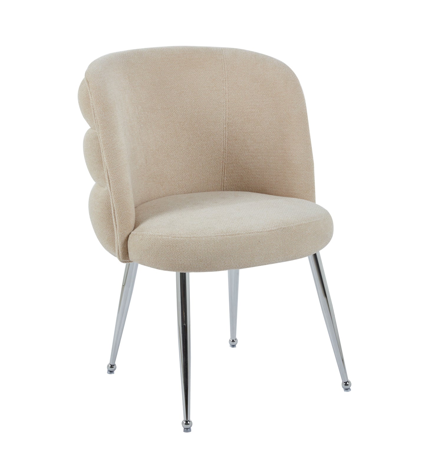 Chaise Sacha en Tissu Effet Lin avec Pieds Chromés – Élégance et Confort