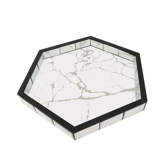 Plateau en Marbre et Miroir – Élégance et Raffinement