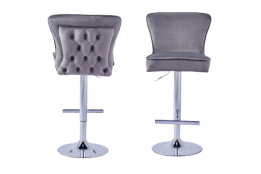 Tabouret de Bar Gabrielle en Similicuir Anthracite avec Pieds Chromés – Élégance et Confort