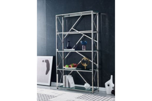 Étagère Geomag – Chrome & Plateaux Transparants 100x30x180 cm